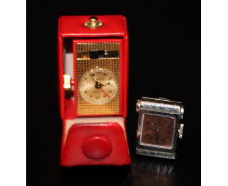 Ladies Clip On Watch Marked Asprey, Manual Wind, Ticking. Together With A Novelty Nepro Minisonic Alarm Clock In case