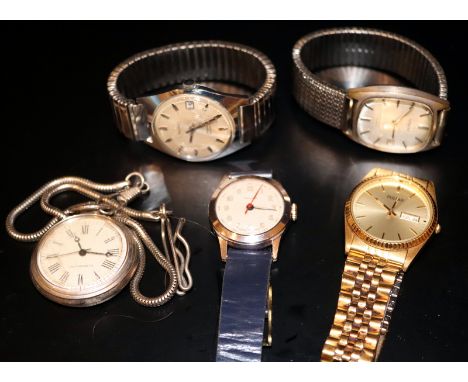Collection Of Wristwatches, Comprising Sekonda Automatic, Solora &amp; Accurist Manual Wind + A Quartz Pulsar And Small Pocke
