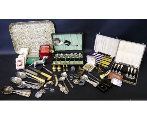 Mixed Lot Of Oddments And Collectables, To Include Costume Jewellery, EPNS, Playing Cards, Snuff Boxes, Smiths Wristwatch, Cr