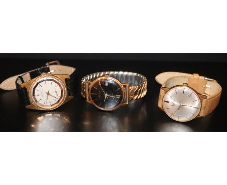 3 Vintage Gents Manual Wind Watches by Ingersoll, Bentima and Uno. All working but un-timed for accuracy