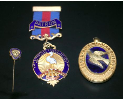 Masonic Interest, Two Gilt Metal Jewels, Lancashire Western Division &amp; East Lancashire Masonic Benevolent. + A British Le