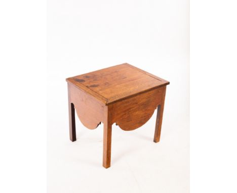 A mahogany table, converted from a commode, 47cm x 53cm CONDITION REPORT: Condition information is not usually provided in th