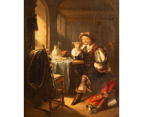 After Frans van Mieris (1635-1681)/Soldier Smoking a Pipe/oil on canvas, 36cm x 29cm/see illustration CONDITION REPORT: Condi