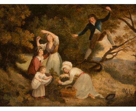 Follower of Francis Wheatley/Gathering Nuts/oil on panel, 17.5cm x 23cm CONDITION REPORT: Condition information is not usuall