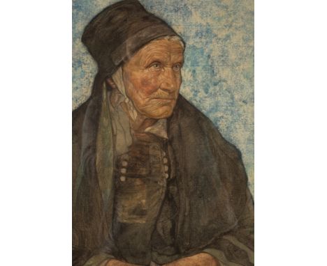 Nico Jungmann (1872-1935)/Portrait of an Old Lady/three-quarter length, seated/monogrammed u.r.: W D/watercolour, 49.5cm x 36