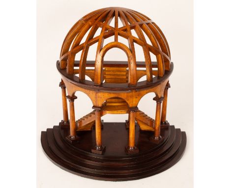 An architectural model of a staircase and gallery beneath a skeleton dome, 42cm high/see illustration CONDITION REPORT: Some 
