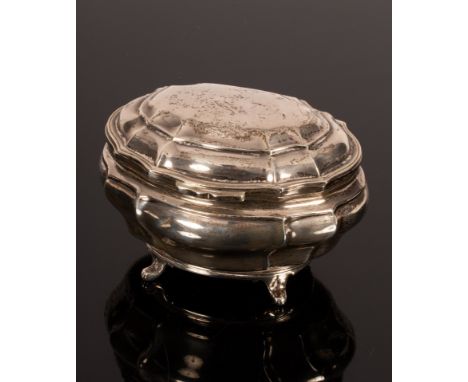 An oval silver tea caddy, Goldsmiths & Silversmiths Co. Ltd, London 1925, 13.5cm wide, approximately 268g/Provenance: The Est