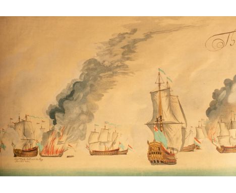 A series of ten marine panorama prints relating to the first naval battle of the third Anglo-Dutch war, the battle of Solebay