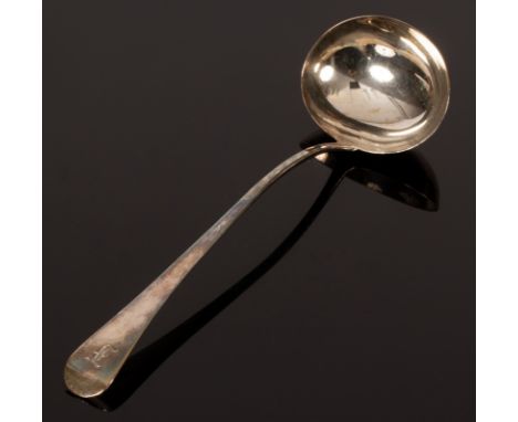A George III silver soup ladle, RC, London 1806, initialled F, approximately 187g CONDITION REPORT: Condition information is 