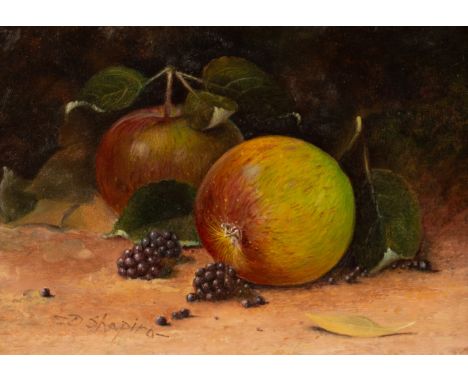 Derek Sharpiro, 20th Century/Still Life with Apples and Blackberries/oil on panel, 12cm x 17cm CONDITION REPORT: Condition in
