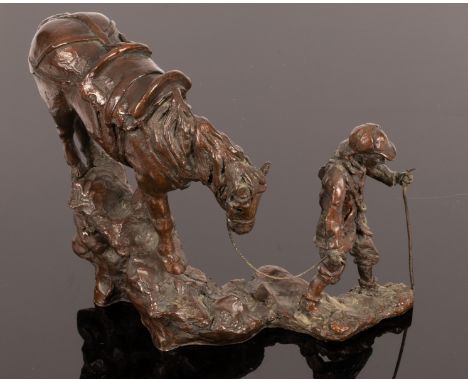 B Gemmell (Contemporary)/A Bronze Figure of a Garron and Stalker/signed and dated 1998/numbered 3/12/bronze, 24cm x 29cm COND
