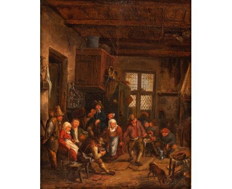 Manner of David Teniers the Younger/Tavern Scene/oil on canvas laid to panel, 43cm x 34cm CONDITION REPORT: Condition informa