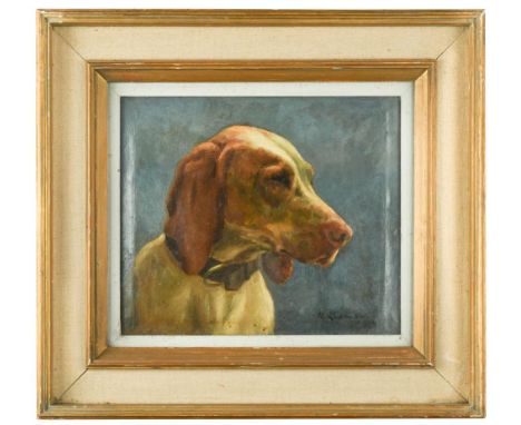 § Hilda Elizabeth Kidman, ASWA (British, 1891-1980) Portrait of a Hound signed 'H Kidman' (lower right) oil on canvas 29 x 34