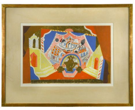 Pavel Tchelitchew (Russian, 1898-1957) Royal Palace - Day, from Coq d'Or gouache and gold coloured speckles 39 x 57cm (15 x 2