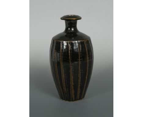 § David Leach OBE (British, 1911-2005), a Lowerdown Pottery bottle vase, of shouldered form with everted rim, cut sided with 