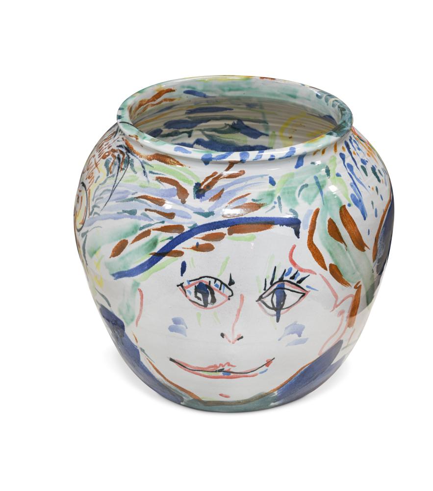 § Philip Sutton R.A (British, born 1928), three large Fulham Pottery