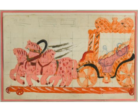 Pavel Tchelitchew (Russian, 1898-1957) Design for the golden carriage, from 'Coq d'Or dated '27.5.23' (upper left) gouache an