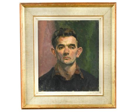 § Philippa Maynard Romer (British, 1929-2010) Portrait of a man, 1955 Royal Academy Schools label to the reverse signed 'Phil