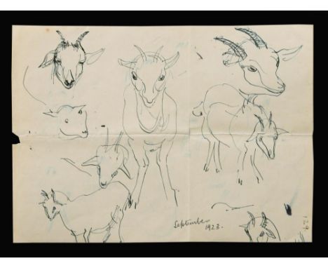 § Henry Moore, OM, CH, FBA (British, 1898-1986) Sketch of eight goats; further sketch of five goats to the reverse each dated