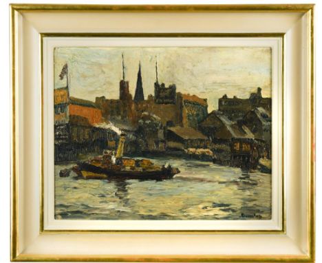 § Ronald Ossory Dunlop, RA, RBA, NEAC (Irish, 1894-1973) Silver Light on the Thames at Waterloo signed 'Dunlop' (lower right)