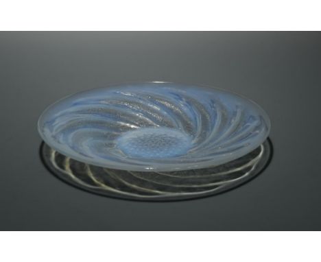 Poissons, an R. Lalique opalescent glass shallow bowl, moulded R. Lalique mark to centre 30cm (12in)  In very good condition,