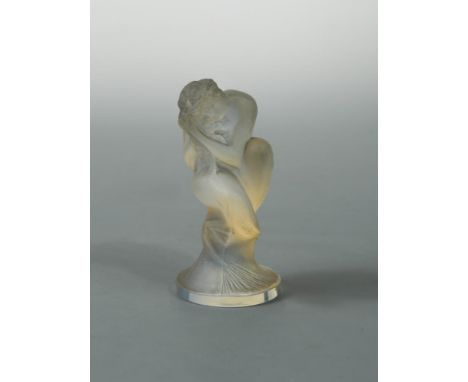 Sirene, a rare R. Lalique opalescent glass car mascot, the glass figure with moulded signature and etched mark to base, numbe