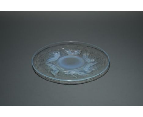 Ondines, an R. Lalique opalescent glass plate, of circular form moulded with a band of swirling naked maidens, wheel etched m