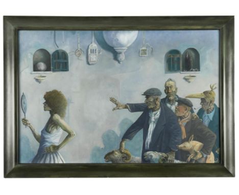 § David Shanahan (Modern British) Medusa signed 'Shan' oil on board 82 x 123cm (32 x 48in) Provenance: Pieroni Studios Oil on