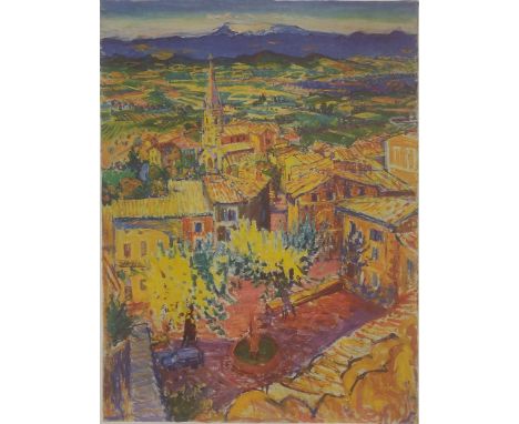 Fredrick Gore CBE RA (1913-2009)Bonnieux with Mont Ventoux in the distancesigned 'F Gore' (lower right) and numbered 1/250lit