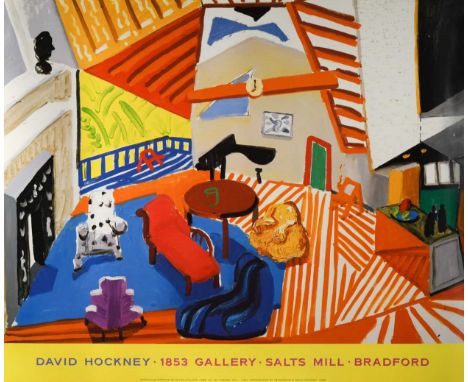 § David Hockney OM, CH, RA (1937-) Exhibition poster for 1853 Gallery, Salts Mill, Bradford, showing Montcalm Interior at Sev