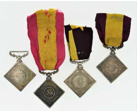 Four Indian Army three years temperance medals, (three with ribbons); a two-years temperance Indian Army medal with ribbon an