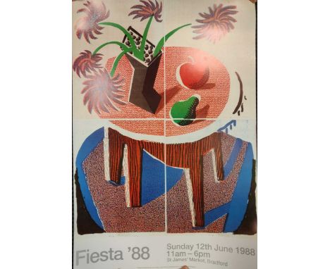 § David Hockney OM, CH, RA (1937-) Fiesta '88 (Bradford Festival) exhibition poster, 1988, showing 'Flowers Apple &amp; Pear 