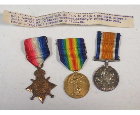 A World War I medal trio awarded to 602 Pte W. J. Morris of Army Cycling Corps