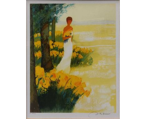 Emile Belleta group of three prints, to include: Printemps au Jonquilles, signed 'Bellet' (lower right); numbered HC 65/95, l