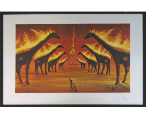 SALVADOR DALI (Spanish, 1904-1989), 'Burning giraffes', lithograph in colours, numbered 225/300, signed in the plate 'Dali 19