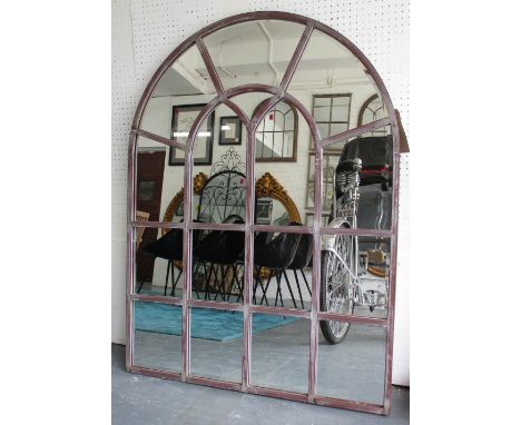 WALL MIRROR, arched architectural mirrored, 124cm H x 92cm.