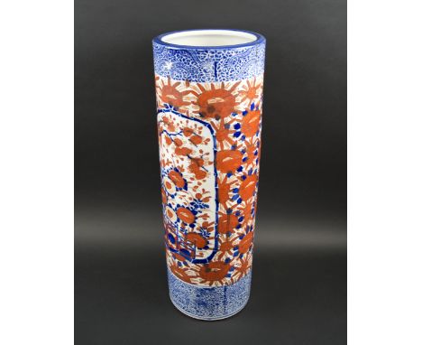 ORIENTAL CERAMIC STICK STAND decorated in Imari colours, 21cm diam x 61cm H. (with faults)