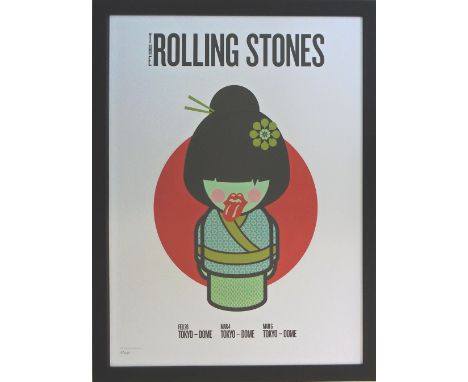 ROLLING STONES ORIGINAL LITHOGRAPH POSTER, numbered 2/500 with Stones tongue logo embossed for Tokyo Dome concerts February/M