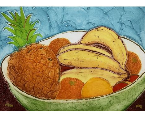 Mark Spain (British Contemporary): Pineapple and Bananas, limited edition mixed media screen print signed titled and numbered