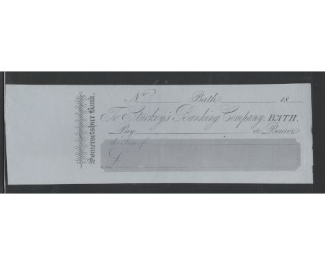Somersetshire Bank, Stuckey's Banking Company, Bath Branch, mint with C/F, no revenue, circa 1845, Grey, black on light blue,