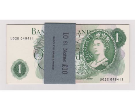 1967 £1 JS Fforde, GOEBEL machine, prefix U02E BE 76f, run of ten consecutive, UNC