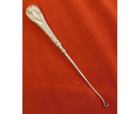 Silver - Very large 23cm silver button hook, hallmarked Birmingham 1890