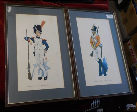 Portrait of private - 83rd Regiment on Foot - circa 1811 - Grenadier of the French Imperial Guard 1812 - (2) pictures, framed