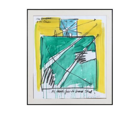 λ BRUCE MCLEAN (BRITISH B. 1944) THE FIREPLACE AND THE LAWN Acrylic and ink on paper Signed and dated 1987 (lower right), tit