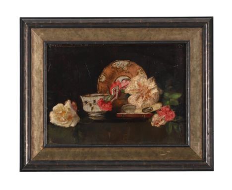 MANNER OF HENRI FANTIN LATOUR  STILL LIFE WITH ROSES  Oil on canvas laid to board  27 x 38cm (10½ x 14¾ in.)  Provenance: Pro