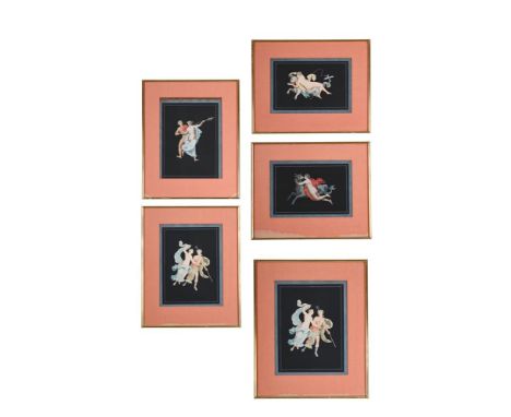 ATTRIBUTED TO MICHELANGELO MAESTRI (ITALIAN ACTIVE CIRCA 1779-1812) FIVE CLASSICAL SCENES AFTR HERCULANEUM FRESCOS Gouache ov