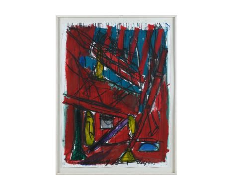 λ BRUCE MCLEAN (BRITISH B. 1944) TWO BOYS, ONE FIREPLACE Acrylic and ink on paper Signed and dated 1987 (lower right), titled