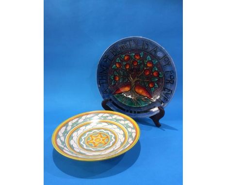 A Poole pottery bowl, Pinxit Sea St Des, 35cm diameter and a boxed Limited Edition 'Tree of Life' charger by Poole for the Vi
