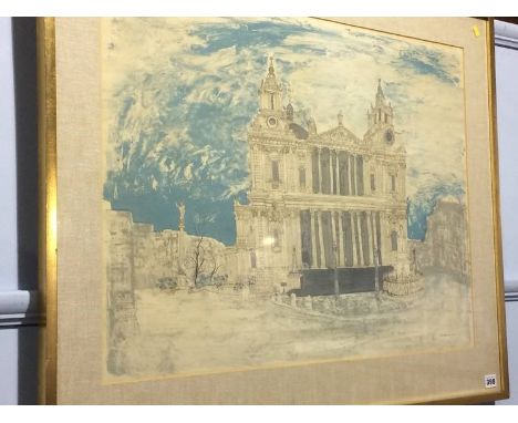 Colin Spencer, print, dated 1966, 'View of St Pauls', 55 x 74cm