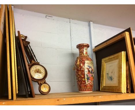 Prints, Oriental vase and a barometer